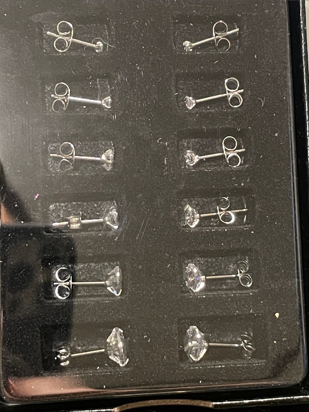Sterling Silver Clear Crystal Stud Earring Set - Multiple Pairs - Picture 3 of 3